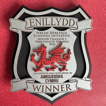 badge for the award with a welsh dragon on the front